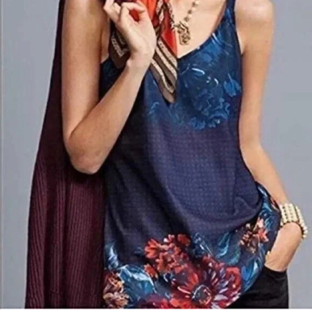 Cabi Navy Blue Floral Camisole